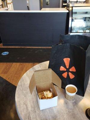 My yelp swag bag, dessert and coffee