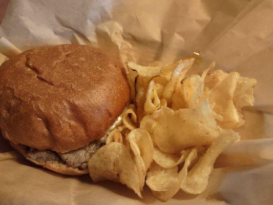 This is a beef and cheese with kettle cooked chips