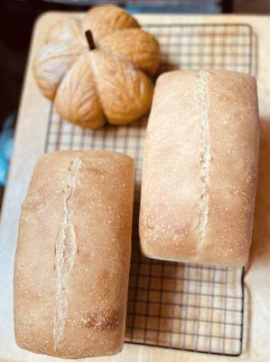 Sourdough sandwich, bread and pumpkin shaped artisan loaf