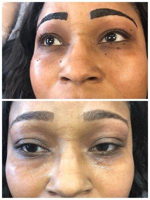 Mole removal and henna tint eyebrows.