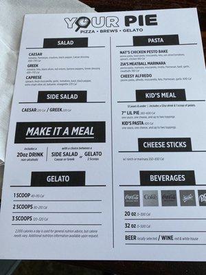 Front of menu