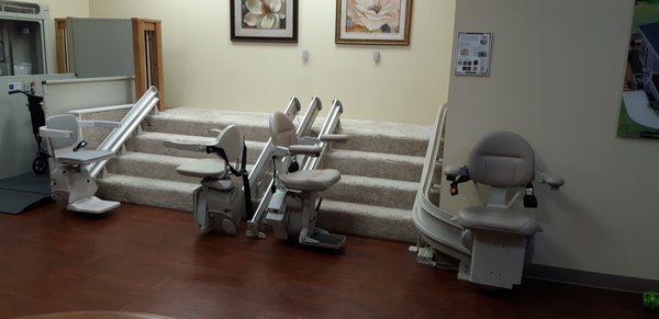 Stair Lifts in Lifeway Mobility Chicago's (formerly EHLS) showroom in Arlington Heights, IL