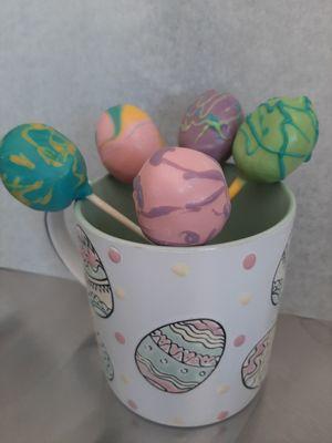 Easter egg cake pops.