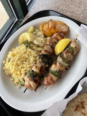 Chicken skewer dinner