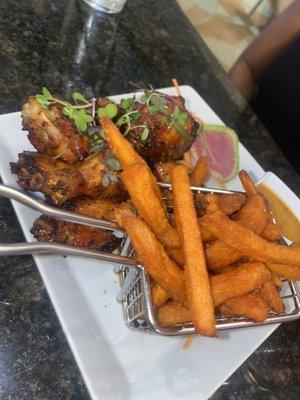 Wings and Sweet potato fries