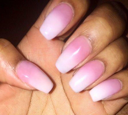 Pink and white ombré Dip/Acrylic/Gel ($50)