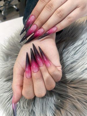 Long acrylic set with ombré design