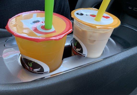 29. Mango Peach Iced Mixed Tea and 1. Original Milk Iced Milk Tea