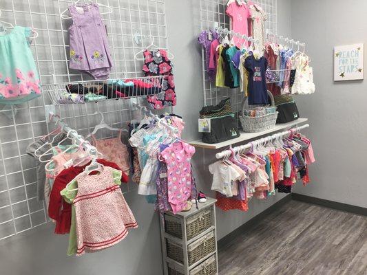 Our Baby Boutique where you can shop for things your baby needs using "Baby Bucks" you earn at our parenting classes!