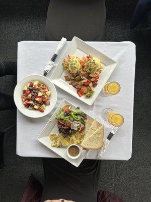 Greek yogurt, lobster Benedict and truffle omelet