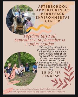 Pennypack Environmental Center -- 2022 after-school programs for ages 8-12