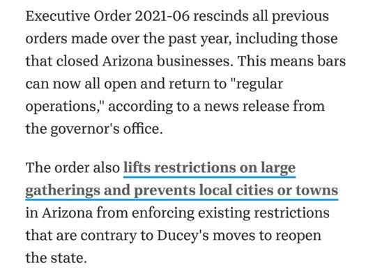 Executive order as labeled above says all face diaper restrictions have been listed.