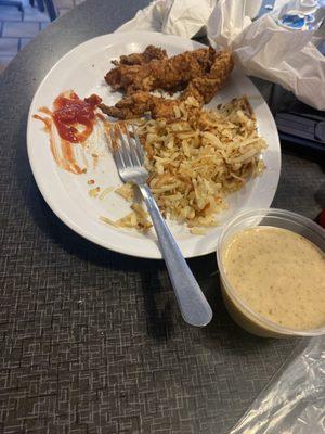 Chicken tenders with hash browns