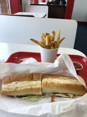 This was my first time eating here. It is the Cowboy Steak. Really good sandwiches and reasonably priced and really fresh.