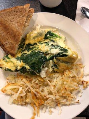 Egg white spinach omelet with feta cheese.