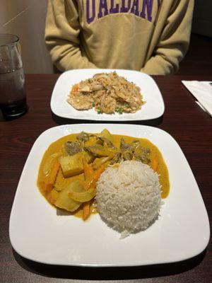 Yellow curry  and Thai Fried Rice