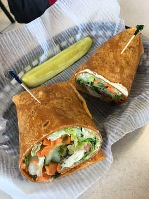 The wicked veggie on a sundried tomato wrap