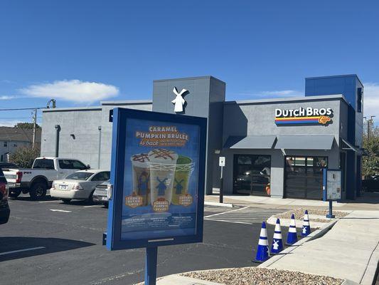 Outside the new Dutch Brothers Coffee