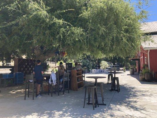 The beautiful outdoor wine tasting area