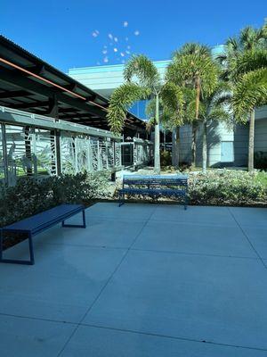 Pretty outdoor spaces, quaint little airport.