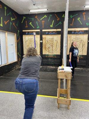 Concentrating on her  throwing