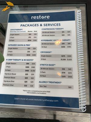 Package and service list