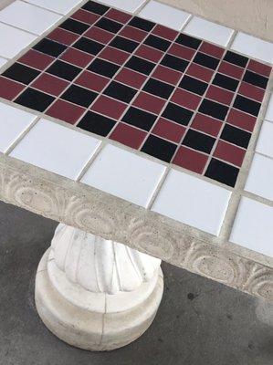 Chess/checkers table under the pavilion