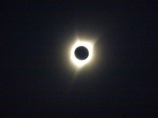 View, on the day after I visited the Madras Safeway, of the sun's corona, from Madras Airport about 1 mile away from the supermarket.