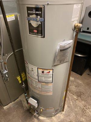 Hot water heater installation.