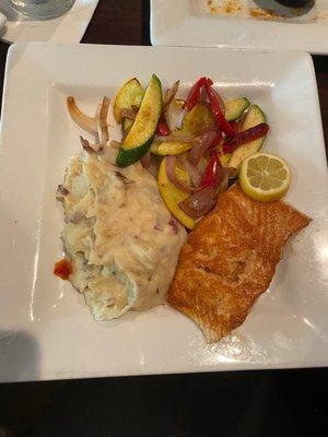 Grilled Salmon and Rosemary Brie Mashed Potatoes