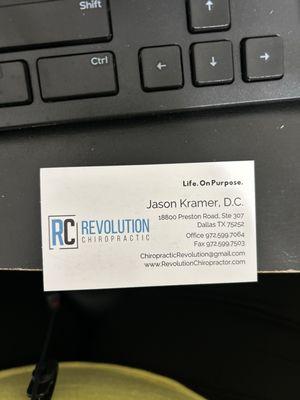 Business card for Revolution Chiropractic