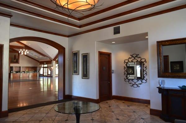 The front entry lobby to the Cielo at Castle Pines Event Center.  Quality, craftsmanship, and style.