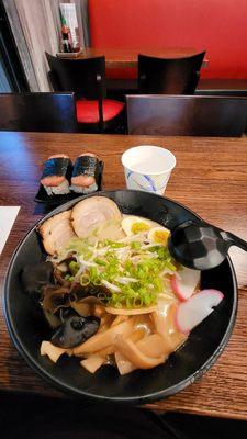 Tonkatsu ramen and spam musubi