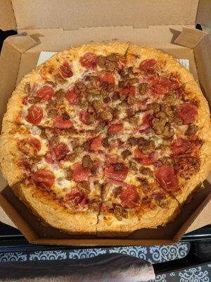 Meat lovers hand tossed pizza