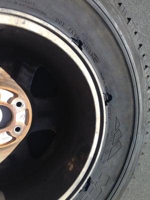 A tire that was installed by A & J tires, has 3 huge holes on the inside next to the rim, which cannot be missed.