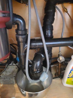 New garbage disposal replacement and new piping system installation. Try not to use this area as storage