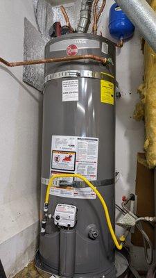 brand new Rheem 50 gallon water heater professionally installed by Pieper Plumbing