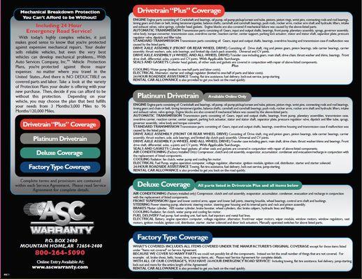 ASC warranty coverage packages that is offered here at Lake Area Auto Sales!