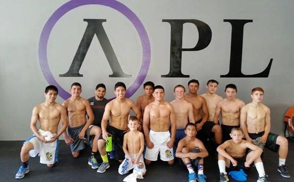 Gilroy's wrestling team after their private conditioning class.