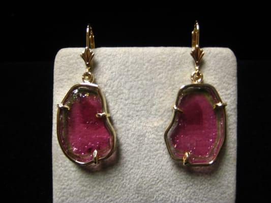 14K watermelon Tourmaline earrings