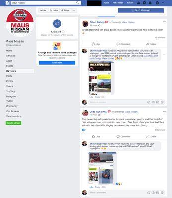 MAUS Nissan Service Manager Leaving Fake Reviews
