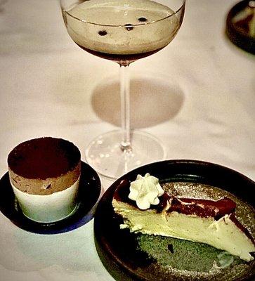 Soufflé, Basque cheesecake, chocolate martini