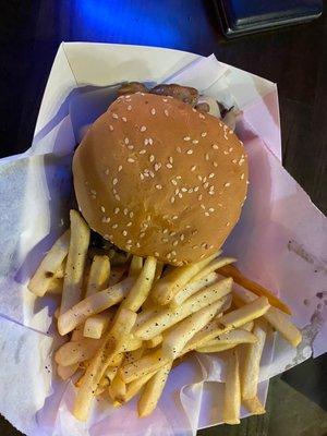 Burger and fries