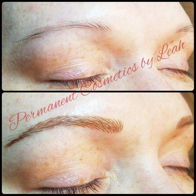 New hair stoke brows done with pm machine, not microbladed.