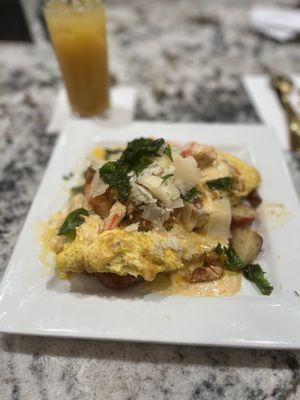 Seafood omelette