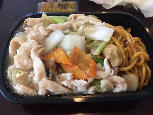 Best moo goo gai Pan ever. Delicious. Upgraded to lo mein. I'd recommend just getting free rice.