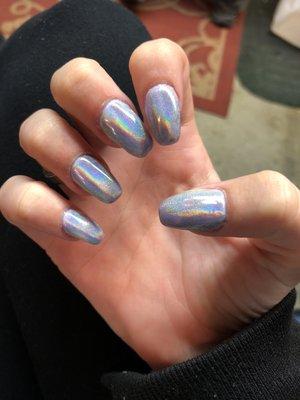 Chrome gel acrylics. Best price in the area!