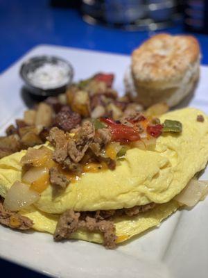 Omelette with chicken sausage