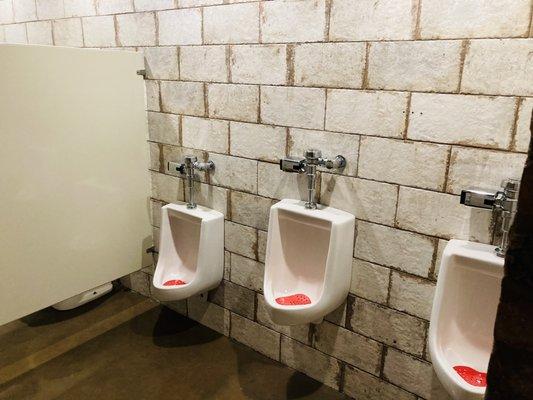 Bathroom has wine cellar feel