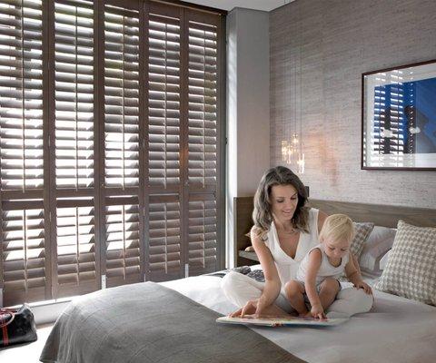 Dark Wood Plantation Shutters